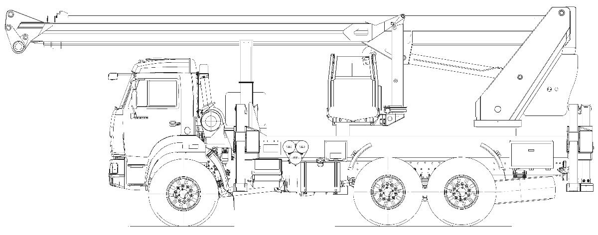 Автогидроподъемник телескопический с гуськом TJ35 на шасси КАМАЗ-43118